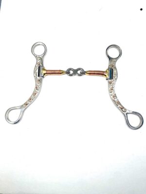 Copper Dot Floral shank bit with copper wire wrapped bars and smooth dogbone center